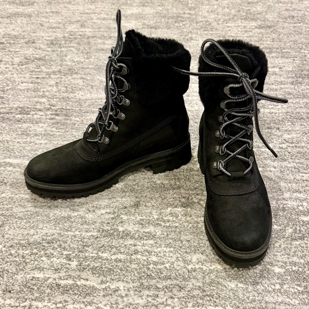 Timberland 6" Shearling Boot Black Size 8